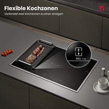 Load image into Gallery viewer, GASLAND IH774BFB Plaque de Cuisson Induction encastrable 77 cm, 4 foyers avec cadre en inox, zone spéciale BBQ, PowerBoost, 7000W (Poêle non incluse)