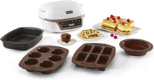 Load image into Gallery viewer, Tefal Machine à gâteaux, 5 programmes automatiques pour réglage, 1 mode manuel, 3 moules flexibles, 1 grand moule en acier revêtu, Compatible avec moules Crispybake, Cake Factory+ KD802112