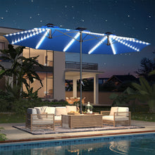 Load image into Gallery viewer, AECOJOY 15ft Patio Double-Sided Umbrella, 156 PCS Solar LED Light Outdoor Large Umbrella, Dark Blue