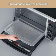 Load image into Gallery viewer, SEVERIN Mini-Four à chaleur tournante 42 L avec pierre à pizza et tournebroche, Four posable 1 800 W design élégant, électrique avec minuteur 120 min, Noir/Inox, TO 2058