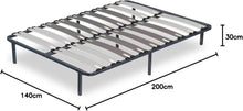Load image into Gallery viewer, SAMPUR - Morpholattes bed base | 90 x 190 cm | 7 legs included | Grey | 25 cm high | epoxy lacquered metal frame | Extra wide slats | 5 support zones