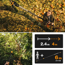 Load image into Gallery viewer, Fiskars Coupe-Branches Multifonctions Télescopique, pour Bois vert et Rameaux, Revêtement antiadhésif, Lame en acier/manche en aluminium, longueur 2,4 - 4 m, noir/orange, UPX86, 1023624