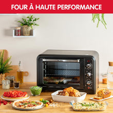 Load image into Gallery viewer, Moulinex Four électrique 39 L, 7 modes de cuisson, Chaleur tournante, Thermostat réglable jusqu’à 240° C, Tournebroche, Minuteur 120 min, Grille réversible, Optimo noir OX485810