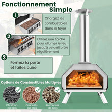 Load image into Gallery viewer, Four  Pizza Extrieur en Acier Inoxydable avec Pierre  Pizza de 30,5cm Four  Bois pour Pizza avec Pelle Pare-feu Pieds Pliables -