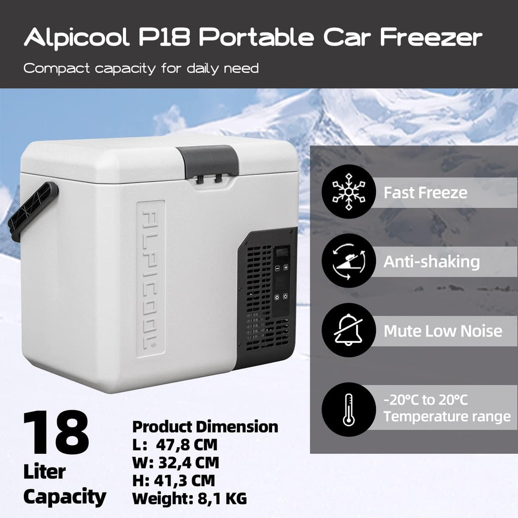 Alpicool LGMP8 8L Glaciere Portable Réfrigérateur Voiture Camping Congélateur 12/24V Mini Frigo pour Maison, Bureau ou Pique-Nique en Plein Air/ -20 à 20℃(Batterie Non Incluse)