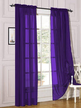 Load image into Gallery viewer, Decotex 2 Piece Sheer Voile Light Filtering Rod Pocket Window Curtain Panel Drape Set Available in A Variety of Sizes and Colors (54" x 63", Purple)