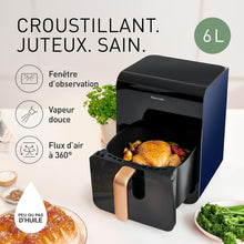 Load image into Gallery viewer, Panasonic NF-CC500SXE AirFryer Friteuse sans huile avec Hublot, 5L, 80-200°C, Minuterie Numérique et Écran LCD, Vapeur Douce, 11 Préréglages, Nettoyage Facile, Gris Mat