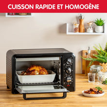 Load image into Gallery viewer, Moulinex Oven, 33 L, Rotating heat, Advanced convection, 6 cooking modes, Thermostat adjustable up to 240°C, Timer 120 min, Reversible grill, Silicone oven mitts, Optimo Black OX464811