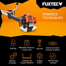 Load image into Gallery viewer, Fuxtec Débroussailleuse Thermique Professionnelle FX-PS152 52 cm3 3CV Système Anti Vibration - 2 en 1 Coupe-Bordure avec Tête de Coupe Double Fil et Lame 3 Dents Modèle Conçu pour Les Pros