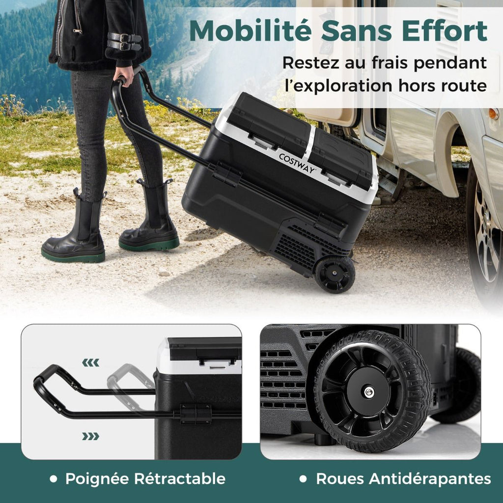 Glacire lectrique Portable Double Zone 40L Rfrigrateur de Voiture 12 V  Compresseur -20鈩兟爚聽20鈩12/24V CC et 100-240V CA Noir -