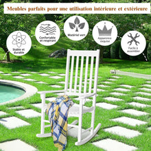 Load image into Gallery viewer, Fauteuil  Bascule en Bois d'Acacia Chaise Berante pour Jardin Pelouse Balcon Blanc -