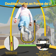 Load image into Gallery viewer, Trampoline Extérieur Ø 223cm avec Toboggan&amp;Echelle avec Filet de Sécurité 2 Portes en U Charge 270kg pour 2-3 Enfants de 3 Ans+ Bleu/Vert