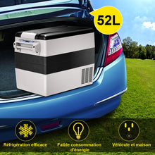 Load image into Gallery viewer, Réfrigérateur 52l de Voiture -20℃/+10℃ Mini Réfrigérateur Portable Ecran Lcd Adaptateur 69x34,5x52,5cm Noir+Gris