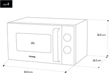 Load image into Gallery viewer, H.Koenig Compact Design Microwave 20L VIO4, Powerful 700W, Turntable 24.5 cm, Multifunction 5 Heating Levels and Defrost Function, Timer up to 30 min, Fast, Worktop