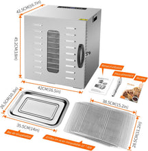 Load image into Gallery viewer, Kwasyo Food Dehydrator, 10 Trays • Desiccator with Timer (24H) • Fruit and Vegetable Dehydrator Adjustable Temperature (30 to 90°C) + 1 x Recipe Book