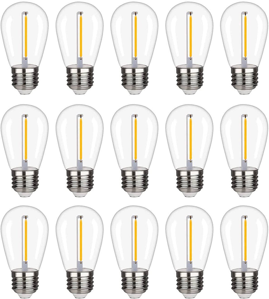 KGC Plastic S14 Replacement LED Edison Bulbs -1W Equivalent to 10W 2200K, No Glass Shatterproof & Waterproof LED Bulbs for Outdoor String Light, E26