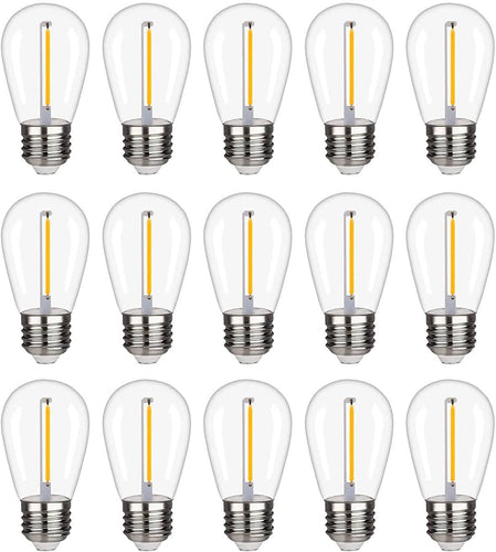 KGC Plastic S14 Replacement LED Edison Bulbs -1W Equivalent to 10W 2200K, No Glass Shatterproof & Waterproof LED Bulbs for Outdoor String Light, E26