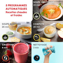 Load image into Gallery viewer, Moulinex Blender chauffant, Mixeur soupe, Puissance 1000 W, Capacité 1,2 L, 5 programmes automatiques, Double paroi, Maintien au chaud 40 min, Livret recettes, Easy Soup, Inox LM841B10