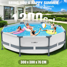 Load image into Gallery viewer, LanBlu Piscine Tubulaire Ronde 300 x 300 x 76cm, Piscine Hors Sol Ronde avec Matériau Anti-Crevaison, Grande Piscines Steel Frame Adulte Vidange Rapide, Piscines Tubulaire Jardin pour Toute la Famille