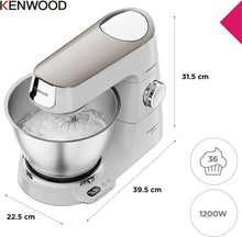 Load image into Gallery viewer, Kenwood Titanium Chef Baker KVC65.001WH, Pastry Robot with Integrated Scales, Including 3-Piece Pastry Set, Spatula &amp; Splash Protection, 1200 W, White