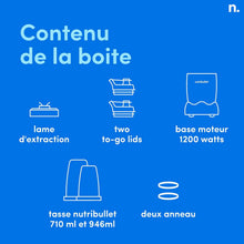 Load image into Gallery viewer, Nutribullet Pro 1200, Blender électrique, Broyeur, Smoothie Blender, Blender multifonctions, puissance 1200w, verres 700ml et 900ml, noir, NB120MB