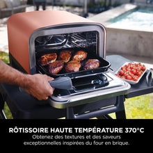 Load image into Gallery viewer, Ninja Woodfire Four à pizza extérieur électrique 8-en-1, rotissoire &amp; fumoir barbecue avec grille, plaque pro-heat, pierre à pizza, granulés de bois et pelle, 6 réglages, orange foncé OO101EU
