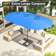 Load image into Gallery viewer, AECOJOY 15ft Patio Double-Sided Umbrella, 156 PCS Solar LED Light Outdoor Large Umbrella, Dark Blue