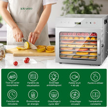 Load image into Gallery viewer, Kwasyo Food Dehydrator Stainless Steel 8 Trays Temperature Regulator 30-90°C 24H Timer Function BPA Free Dehydrator for Fruit, Meat, Vegetables
