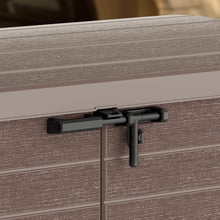 Load image into Gallery viewer, Duramax StoreAway 1200L Plastic Garden Shed/ Flat Lid, Outdoor Storage Shed, Wheelie Bin Hideaways, Wheelie bin box, Durable Construction, Ideal for Bikes, BBQs &amp; 2x 240L Bins, 145x85x125 cm, Brown