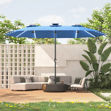 Load image into Gallery viewer, AECOJOY 15ft Patio Double-Sided Umbrella, 156 PCS Solar LED Light Outdoor Large Umbrella, Dark Blue