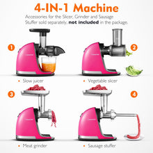 Load image into Gallery viewer, AMZCHEF Extracteur Jus - Extracteur de Jus de Fruits et Légumes - Presses-agrumes à Froid sans BPA avec 2 Tasses et Brosse - Fonction de Mastication Inversée pour Éviter les Blocages - Argent