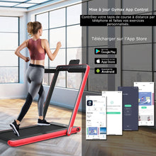 Load image into Gallery viewer, Tapis de Course Pliable 0,75HP Double Affichage LED APP et Télécommande Vitesse Motorisé 12 km/h Surface 40x100cm Rouge