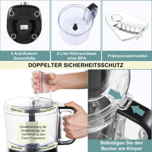 Load image into Gallery viewer, TopStrong Multifunctional Food Processor, 1100 W Multifunctional Food Processor, 11 in 1 Food Processor Included Chopper, Kneader Hook, Blender, Citrus Press and Coffee Grinder, 3.2L Bowl and 1.5L