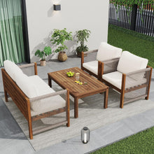 Load image into Gallery viewer, Zepneiy Salon de Jardin, Salon de Jardin 4 Personnes, avec canapé, Table Basse et Coussins, Housse en Tissu déhoussable et Lavable, Noir (Coussins d'assise Inclus)