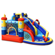 Load image into Gallery viewer, Château Gonflable Style Bateau avec Toboggan Incurvé Zone de Saut Mur d'Escalade avec Gonfleur 450 W