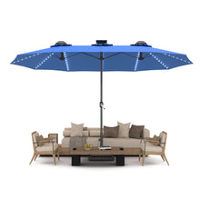Load image into Gallery viewer, AECOJOY 15ft Patio Double-Sided Umbrella, 156 PCS Solar LED Light Outdoor Large Umbrella, Dark Blue