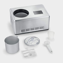 Load image into Gallery viewer, SEVERIN EZ 7405 2-in-1 Ice Cream Maker, Includes Ice Cream Container (2L) and Recipe Book, Digital Timer, Lid Open, Silver