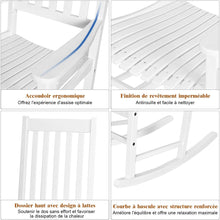 Load image into Gallery viewer, Fauteuil  Bascule en Bois d'Acacia Chaise Berante pour Jardin Pelouse Balcon Blanc -