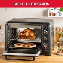 Load image into Gallery viewer, Moulinex Four électrique 39 L, 7 modes de cuisson, Chaleur tournante, Thermostat réglable jusqu’à 240° C, Tournebroche, Minuteur 120 min, Grille réversible, Optimo noir OX485810