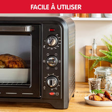 Load image into Gallery viewer, Moulinex Four électrique 39 L, 7 modes de cuisson, Chaleur tournante, Thermostat réglable jusqu’à 240° C, Tournebroche, Minuteur 120 min, Grille réversible, Optimo noir OX485810