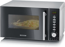 Load image into Gallery viewer, SEVERIN Four à micro-ondes 30 L, 2 500 W, avec fonction gril et chaleur tournante, avec 5 niveaux de puissance, 10 programmes automatiques, Inox/Noir, MW 7775