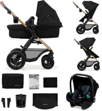 Load image into Gallery viewer, Kinderkraft MOOV2 Poussette 3 en 1, Système de voyage de la naissance à 27 kg, Siège auto Mink PRO I-Size inclus, Capote extensible avec filtre UPF50+, Accessoires pratiques, Gris