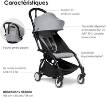 Load image into Gallery viewer, Poussette BABYZEN YOYO2 6+ (Cadre noir + pack couleur Aqua) - Comprend un harnais, un dossier, des arceaux de capote, une bandoulière, un coussin d’assise, et une capote assortie