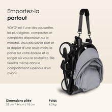 Load image into Gallery viewer, Poussette BABYZEN YOYO2 6+ (Cadre noir + pack couleur Aqua) - Comprend un harnais, un dossier, des arceaux de capote, une bandoulière, un coussin d’assise, et une capote assortie