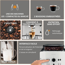 Load image into Gallery viewer, Krups Coffee Bean Machine, 1.7 L, 2 Cups Simultaneously, Automatic Cleaning, Steam Nozzle for Cappuccino, Espresso Maker, Essential Black YY8125FD