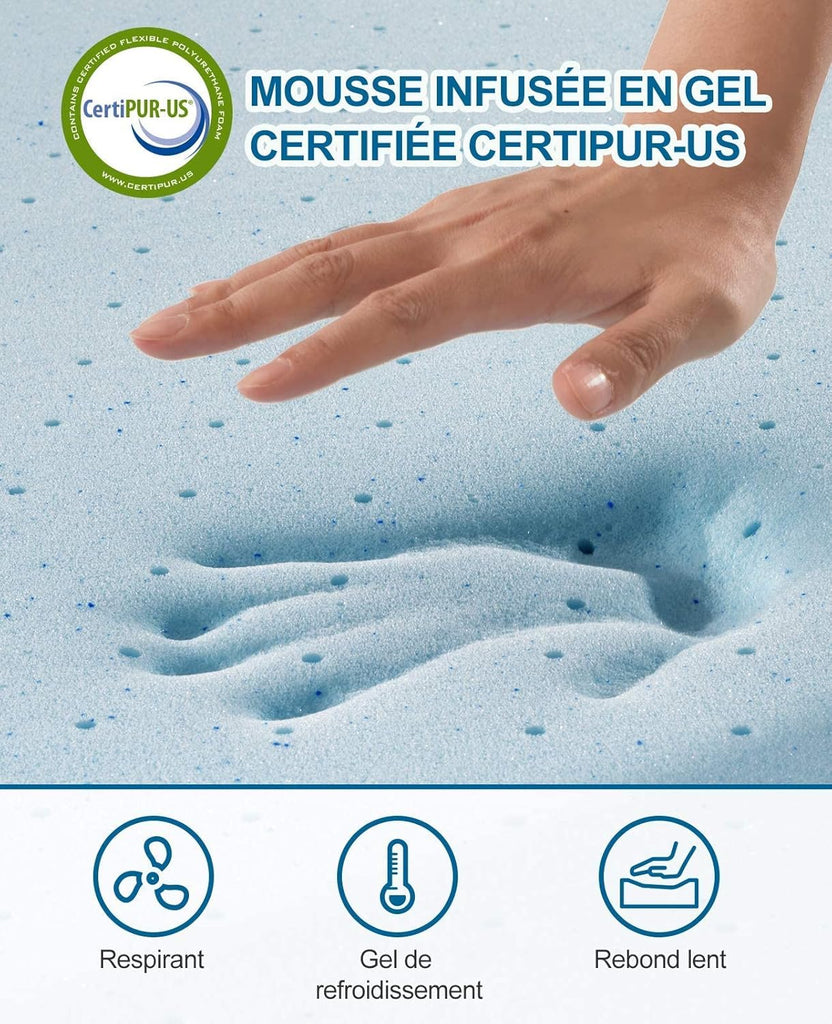 BedStory Mattress Topper 160 x 200 cm, Thickness 10 cm, Memory Foam Mattress Topper 160 x 200 cm Gel Infused Ergonomic Mattress Topper, High Density Ventilation, Hypoallergenic Washable Cover