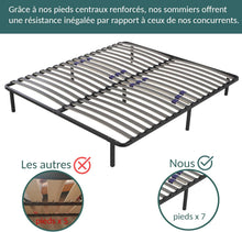 Load image into Gallery viewer, SAMPUR - Essential bed base 140 x 200 cm | Durable and comfortable | Feet included | Adjustable slats | Epoxy lacquered metal frame | Quick and easy assembly