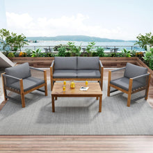 Load image into Gallery viewer, Zepneiy Salon de Jardin, Salon de Jardin 4 Personnes, avec canapé, Table Basse et Coussins, Housse en Tissu déhoussable et Lavable, Noir (Coussins d'assise Inclus)