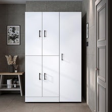 Load image into Gallery viewer, ROOMART Dora - Armoire de machine à laver - Pour sèche-linge et machine à laver - En 4 couleurs - Avec portes et panneau coulissant - Blanc - Chêne blanc - Chêne anthracite - Chêne blanc (chêne blanc)