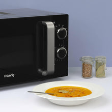 Load image into Gallery viewer, H.Koenig Four à Micro-ondes Compact Digital 20L VIO2, 700W, Plateau tournant 24,5cm, Multifonction Programmable 6 niveaux de chauffe, Décongélation et Express, Minuterie 60min, Effet mirroir noir
